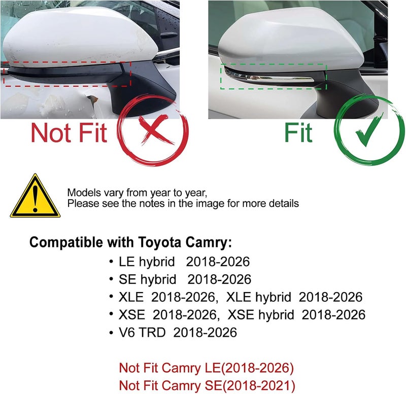 CKE Compatible with Toyota Camry 2026 2025 2024 2023 2022 2021 2020 2019 2018 Accessories Aggressive Look Car Exterior Door Side Rearview Mirror Guard Cover Trim Caps -Carbon Fiber Style - Image 2